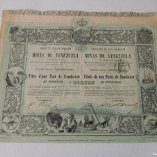Coleccionismo Acciones Extranjeras: ACCIÓN SOCIEDAD DE EXPLORACIÓN MINAS DE VENEZUELA AÑO 1888