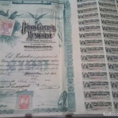 Coleccionismo Acciones Extranjeras: ACCION BANCO CENTRAL DE MEXICO AÑO 1908 , DIFICIL , 34 CUPONES , VER. Lote 387507289