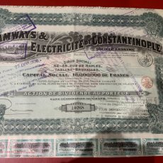 Coleccionismo Acciones Extranjeras: ACCIÓN - TRAMWAYS & ELECTRICITE DE CONSTANTINOPLE - 1914 -
