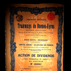 Collezionismo Azioni Internazionali: TRAMWAYS DE BUENOS AIRES SA. BRUSELAS BÉLGICA/ARGENTINA 1907 ACCIÓN