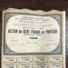 Collezionismo Azioni Internazionali: ACTION COMPAGNIE MINIÈRE ET INDUSTRIELLE DE LOUEST. PARIS, LE 15 AVRIL 1930