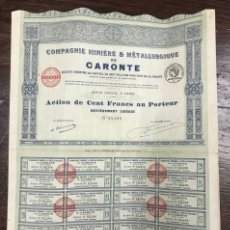 Collezionismo Azioni Internazionali: ACTION COMPAGNIE MINIÈRE & MÉTALLURGIQUE DE CARONTE. PARIS, 1921