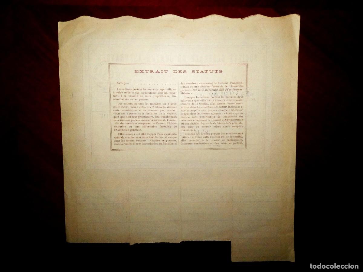 Coleccionismo acciones extranjeras: SOCI&Eacute;T&Eacute; G&Eacute;N&Eacute;RALE DE CONTRE-ASSURANCES, Par&iacute;s (Francia) 1924 seguros y reaseguros, acci&oacute;n - Foto 3