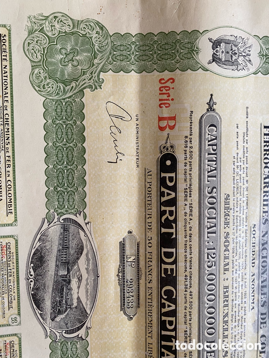 Collezionismo Azioni Internazionali: Acciones ferroviarias Colombia 1920s 3 unidades .