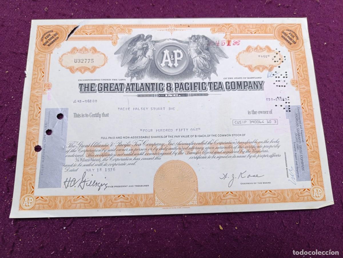 Colecionismo A&ccedil;&otilde;es Internacionais: 1976, Antigua Acci&oacute;n, The Great Atlantic & Pacific Tea Company