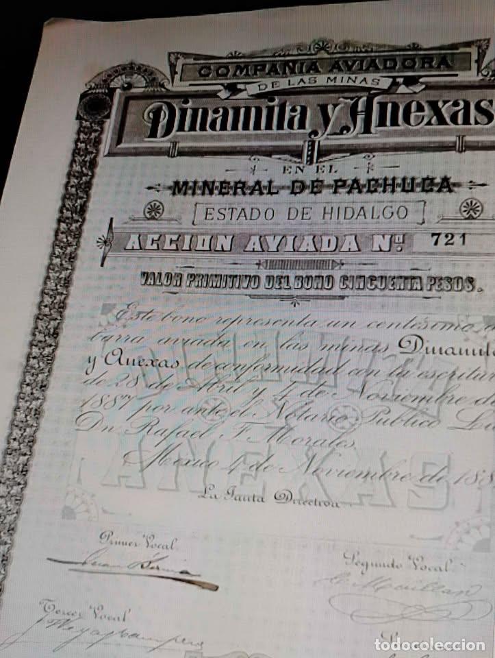 Collezionismo Azioni Internazionali: Acciones Antiguas C&iacute;a Aviadora de las Minas Dinamita y Anexas en el Mineral de Pachuca Hidalgo Mex