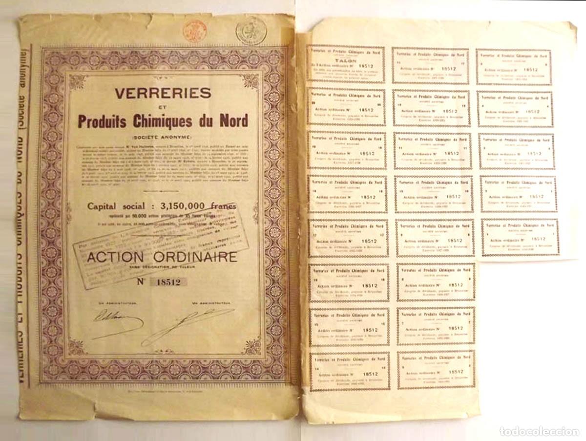 Coleccionismo Acciones Extranjeras: 1922, Acci&oacute;n Verrieries et Produits Chimiques du Nord