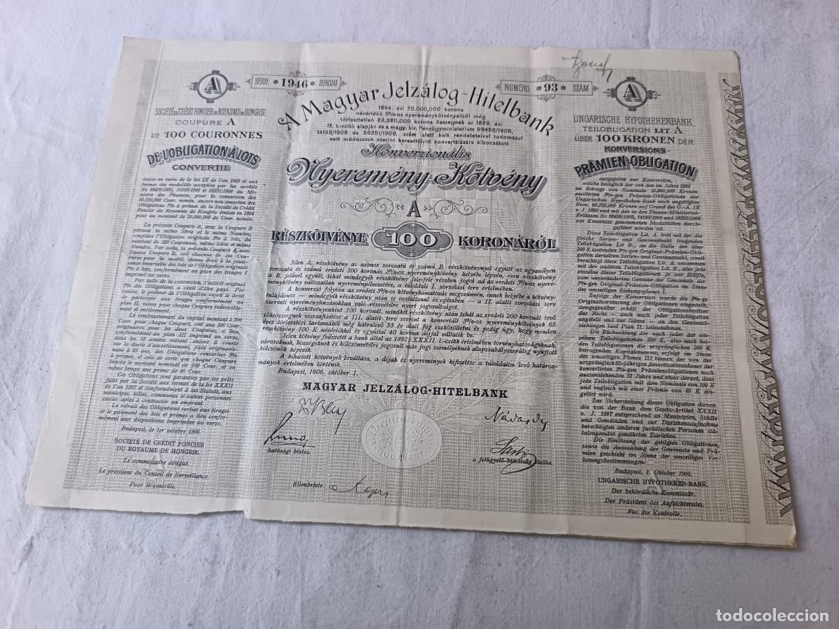 Coleccionismo acciones extranjeras: Antigua acci&oacute;n extranjera o similar, a identificar, Budapest, 1906
