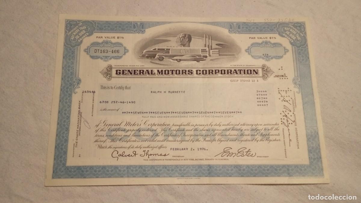 Coleccionismo acciones extranjeras: Acci&oacute;n General Motors Corporation 1976