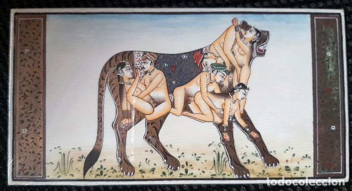músculo imagen Oxidado miniatura pintura erotica sobre placa de marfil - Compra venta en  todocoleccion