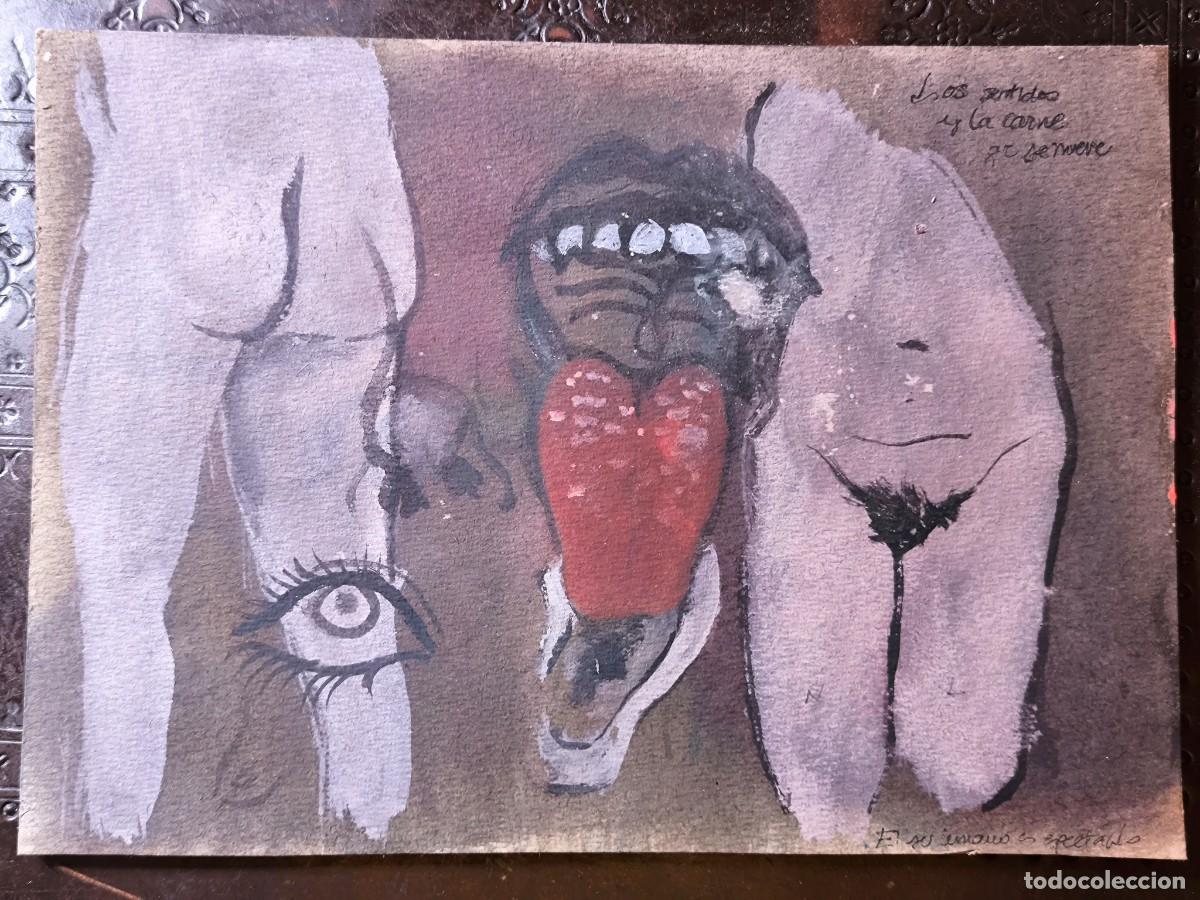 Art: Dibujo pintado sobre cart&oacute;n. Desnudo.