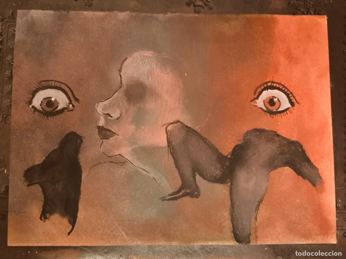 Art: Dibujo pintado sobre cart&oacute;n. Desnudo.