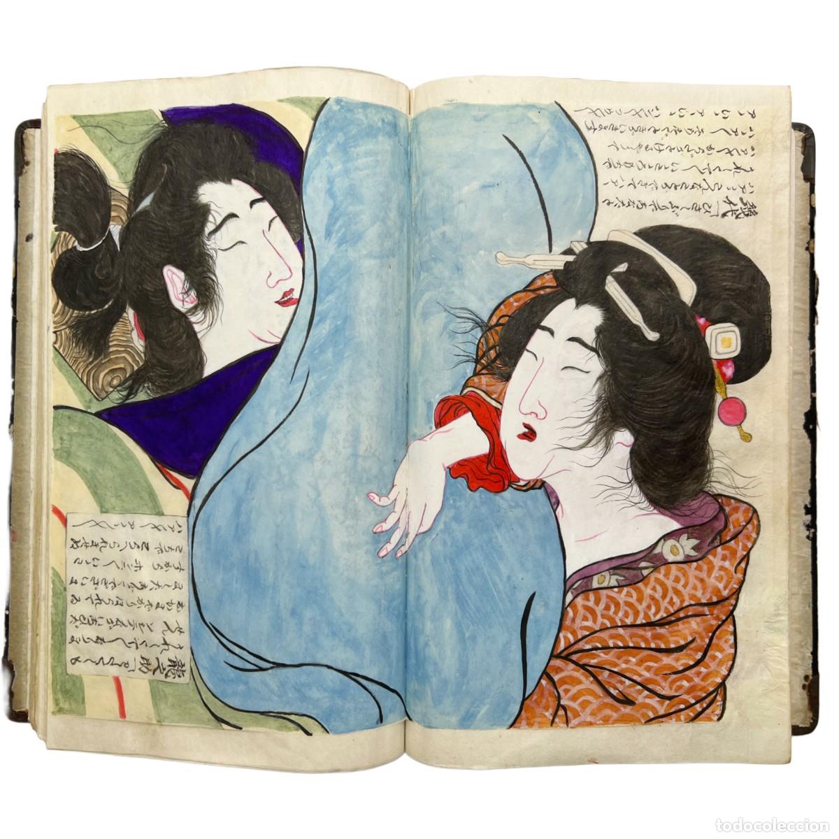 Arte: SHUNGA NANSHOKU (HOMOER&Oacute;TICO) - MANUSCRITO PINTURA ORIGINAL - C.1900