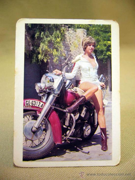 Calendars: CALENDARIO de BOLSILLO, CHICA EN MOTO, HARLEY DAVIDSON, AUTOMOVILES DE ALQUILER, VA&Ntilde;O, VALENCIA,1973