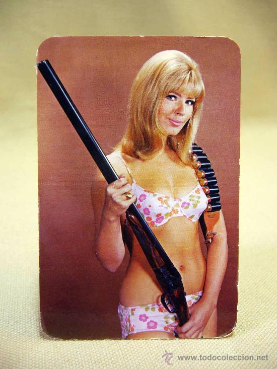 Calendars: CALENDARIO de BOLSILLO, CHICA CON ESCOPETA, CAFES MIJAY, VALENCIA 1972