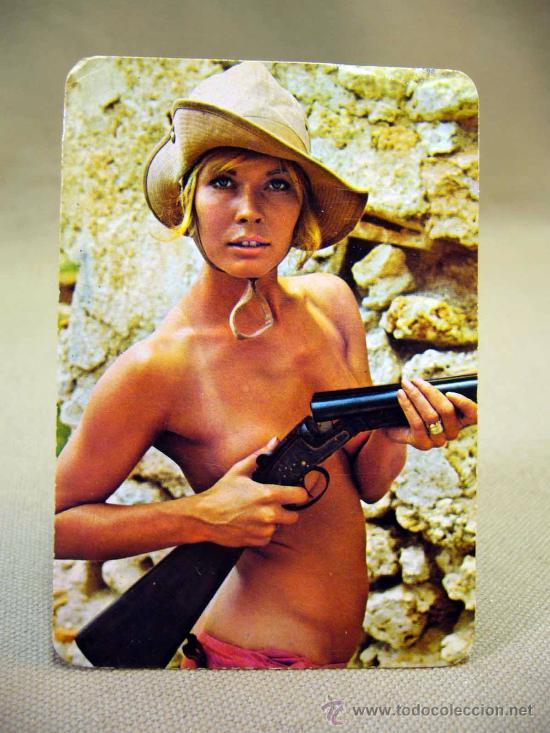 Calendriers: CALENDARIO de BOLSILLO, CHICA CON ESCOPETA, WAMBA, CINE FOTO, CASTELLON 1973