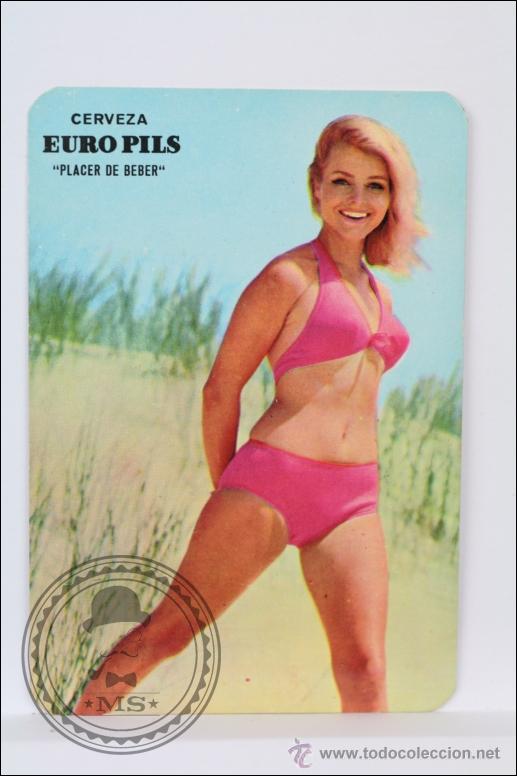 Calendars: Calendario de Bolsillo - A&ntilde;o 1970 - Publicidad de Cerveza Euro Pils - Chica