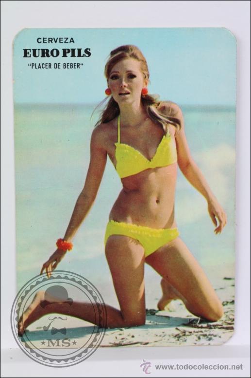Calendars: Calendario de Bolsillo - A&ntilde;o 1970 - Publicidad de Cerveza Euro Pils - Chica en la Playa