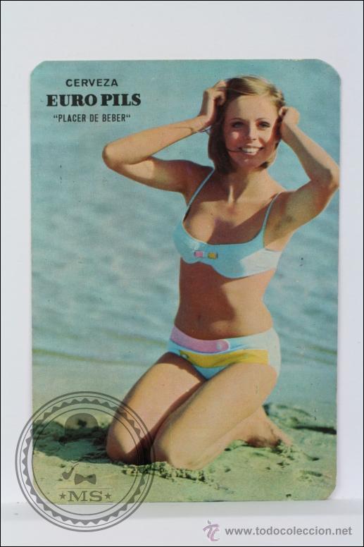 Calendars: Calendario de Bolsillo - A&ntilde;o 1970 - Publicidad de Cerveza Euro Pils - Chica en la Playa
