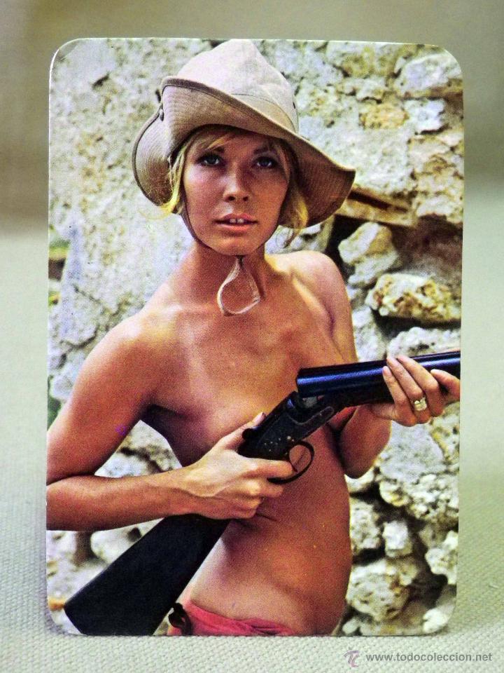 Kalender: CALENDARIO DE BOLSILLO, 1973, EROTICO, CHICAS, CON ESCOPETA, TALLERES BUESO, PATERNA, VALENCIA