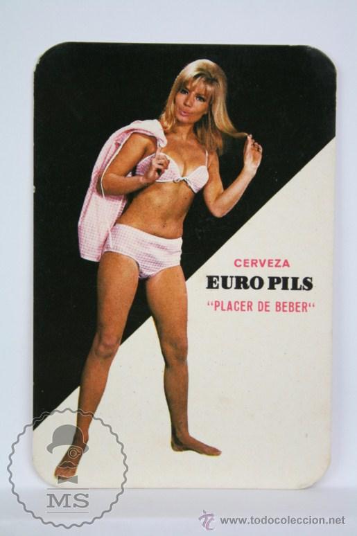 Kalender: Calendario Publicitario de Bolsillo - Publicidad Cerveza Euro Pils - A&ntilde;o 1968 - Chica
