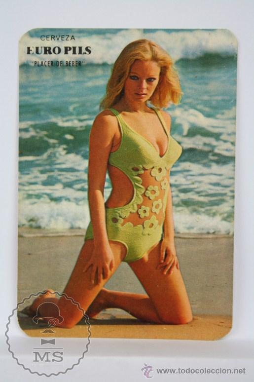 Kalender: Calendario Publicitario de Bolsillo - Publicidad de Cerveza Euro Pils - A&ntilde;o 1971 - Chica