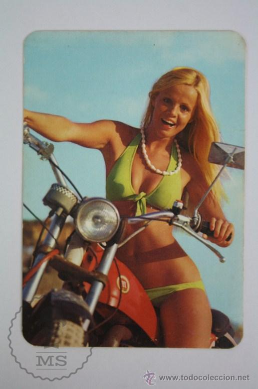 Calendars: Calendario Publicitario de Bolsillo - Chica  en Moto Montesa - Chicas - A&ntilde;o 1975