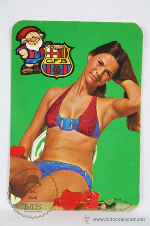 Kalender: Calendario Publicitario de Bolsillo - CFB / F&uacute;tbol Club Barcelona - A&ntilde;o 1975 - Chica
