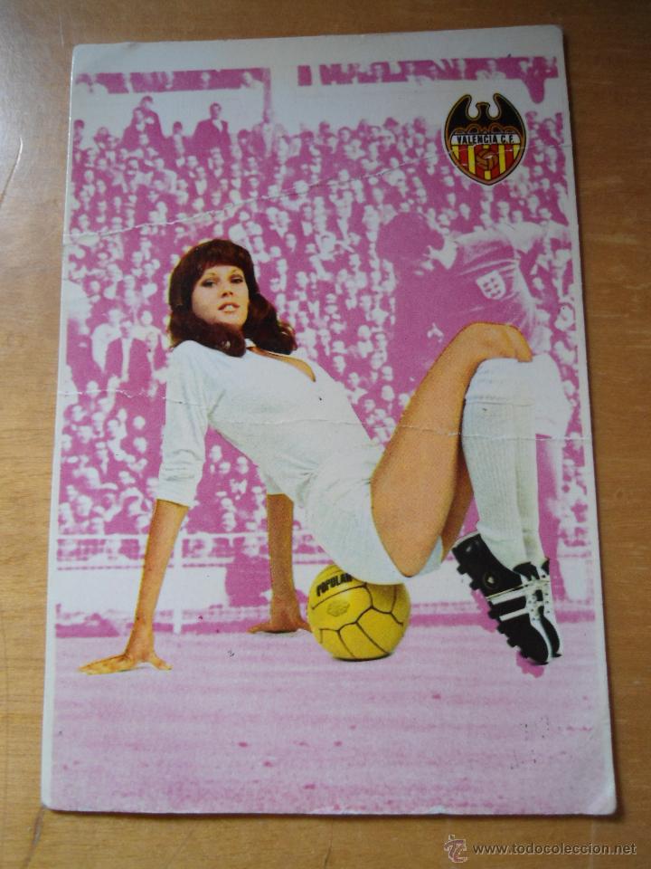 Calendars: ANTIGUO CALENDARIO CHICA MUJER VALENCIA FC - PUBLICIDAD BALLESTAS CHIVOVI - BADAJOZ - A&Ntilde;O 1973