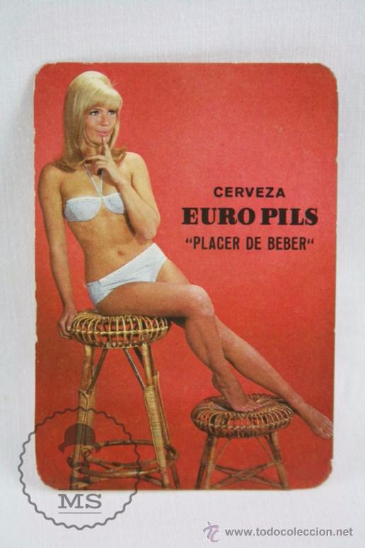 Calendars: Calendario Publicitario de Bolsillo - Publicidad de Cerveza Euro Pils - A&ntilde;o 1968 - Chica