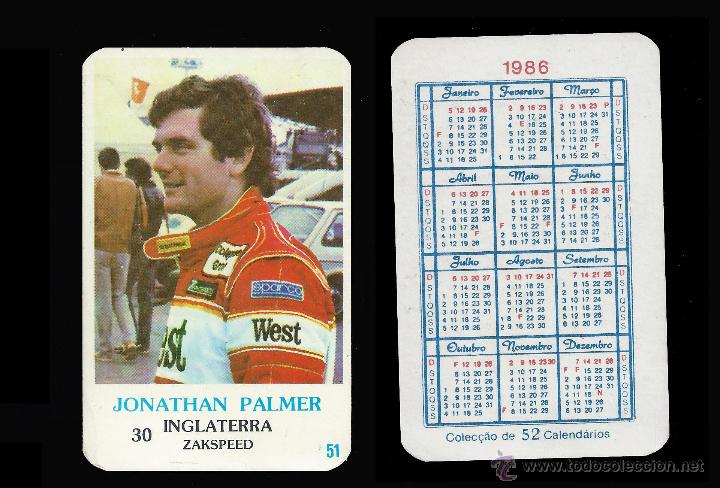 Calendriers: AUTOMOVIL - JONATHAN PALMER - CALENDARIO EDITADO EN PORTUGAL - 1986
