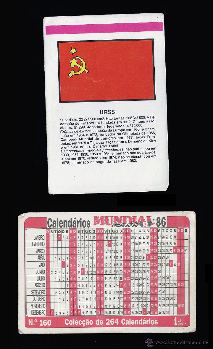 Calendars: FUTBOL - MUNDIAL 86 - URSS - CALENDARIO EDITADO EN PORTUGAL - 1986