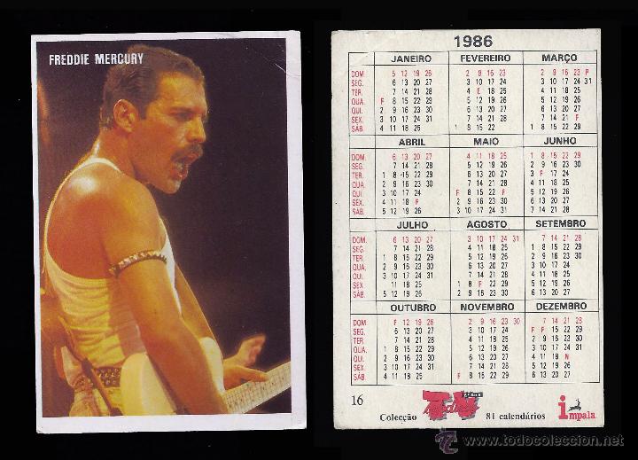 Calendars: FREDDIE MERCURY - CALENDARIO EDITADO EN PORTUGAL - 1986