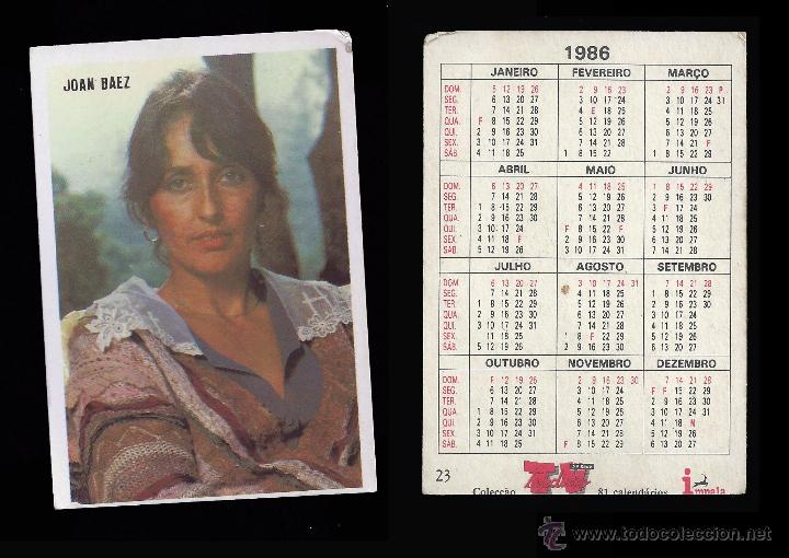 Calendars: CALENDARIO, PUBLICADO PORTUGAL, A&Ntilde;O:1986 - JOAN BAEZ