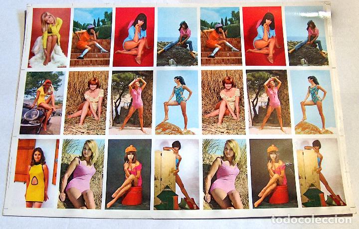 Kalender: Hoja 21 calendarios er&oacute;ticos, por cortar, 1969