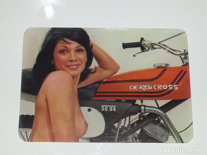 Kalender: ANTIGUO CALENDARIO EROTICO DE BOLSILLO MOTOS DERBI CROSS 50V4 A&Ntilde;O 1977 IGOL BARCELONA