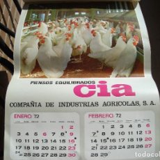 Calendarios: CALENDARIO DE PARED PIENSOS CIA DEL AÑO 1972.