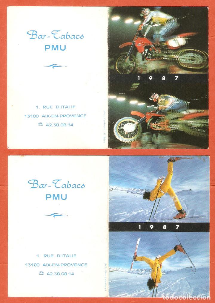 Kalender: 2 CALENDARIOS DE BOLSILLO DE FRANCIA A&Ntilde;O 1987 DEPORTES - MOTOS Y ESQU&Iacute; - VER FOTO REVERSO