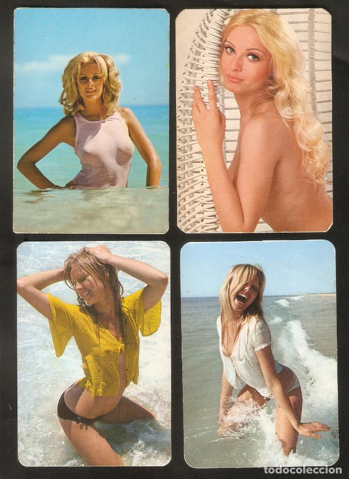Calendars: 4 CALENDARIOS BOLSILLO A&Ntilde;O 1974 CHICAS - DESNUDOS - PUBLICIDAD BARRACA ALICANTE - FOTO REVERSO