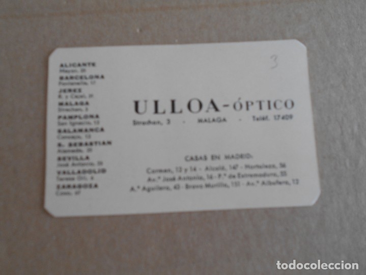 Calendars: calendario de bolsillo de opticas ulloa a&ntilde;o 1958