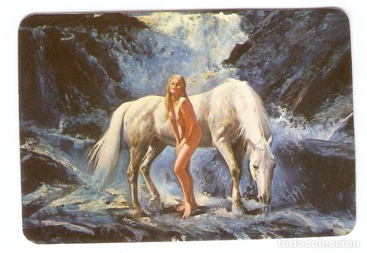 Calendriers: CALENDARIO DE BOLSILLO A&Ntilde;O 1977 PINTURA - CHICA Y CABALLO - DESNUDO - PUBLICIDAD - VER FOTO REVERSO