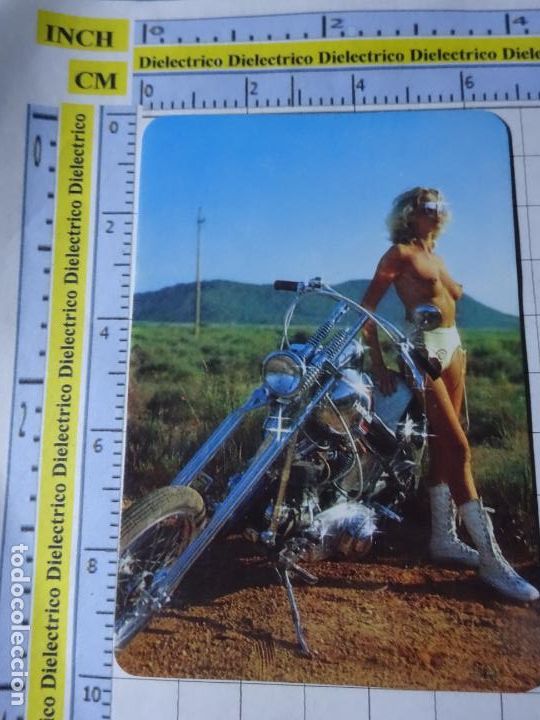 Calendars: CALENDARIO DE BOLSILLO. COCHES MOTOS. A&Ntilde;O 1987, MUJER MOTO HARLEY DAVIDSON TOPLESS