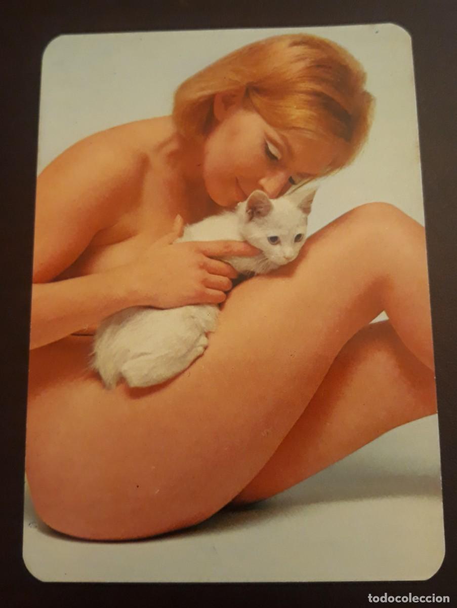 Kalender: -66614 CALENDARIO DESNUDO FEMENINO CON GATO, EROTICO, A&Ntilde;O 1976, SERIE DLB 3500072, PRECIOSA MUJER