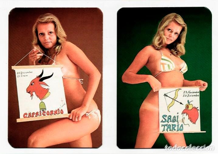 Kalender: 2 CALENDARIOS DE BOLSILLO EROTICOS ZODIACO SAGITARIO CAPRICORNIO 1977 MUJERES SEXYS DESNUDO