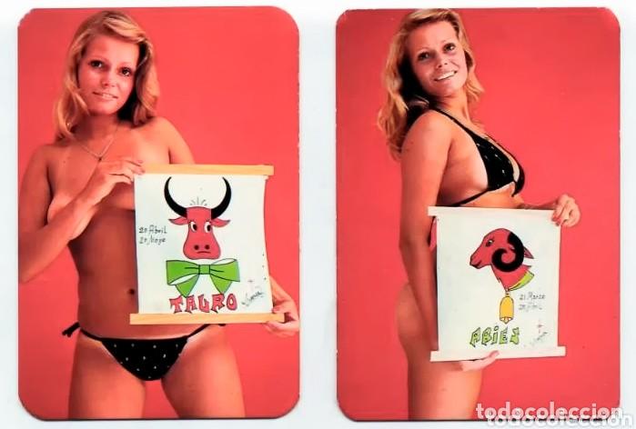 Calendars: 2 CALENDARIOS DE BOLSILLO EROTICOS ZODIACO ARIES TAURO 1977 MUJERES SEXYS DESNUDO