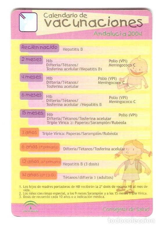 Kalender: CALENDARIO DE BOLSILLO A&Ntilde;O 2004 CALENDARIO DE VACUNACIONES - JUNTA DE ANDALUC&Iacute;A
