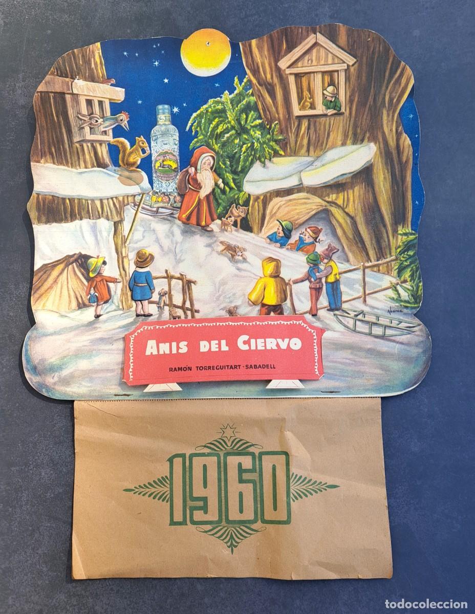 Calendriers: Antiguo CALENDARIO PARED ANIS DEL CIERVO - RAMON TORREGUITART - SABADELL - a&ntilde;o 1960 de 43 cm de alto
