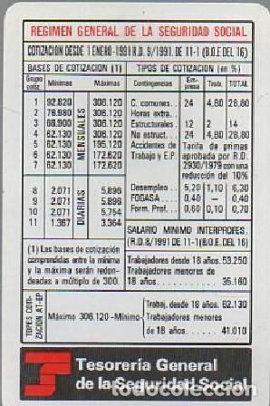 Kalender: CALENDARIO TESORERIA 1991 CAL-9604