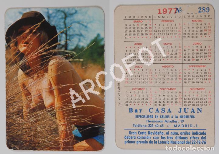 Calendriers: Calendario de 1977 - BAR CASA JUAN - MADRID - N&ordm; 289 Loter&iacute;a Nacional 22-12-76