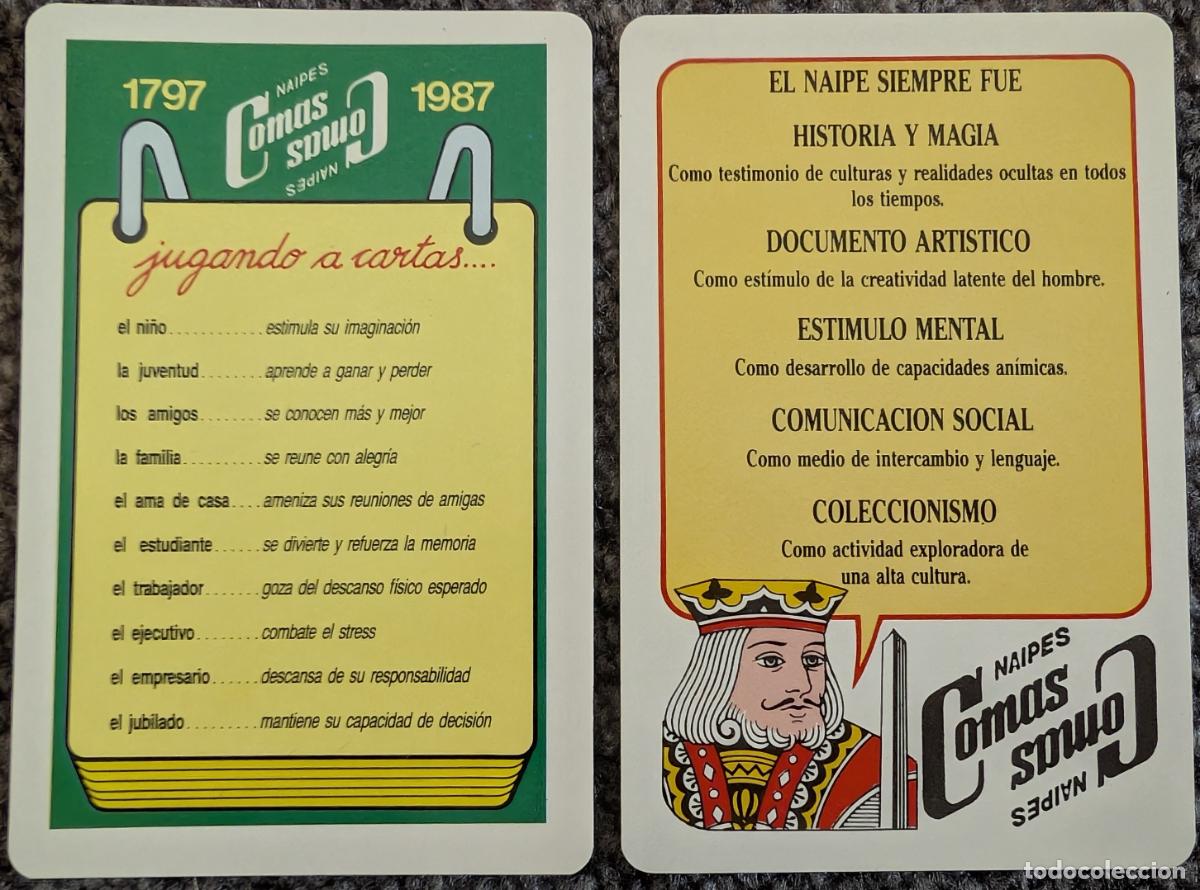 Calendarios: Lote de dos calendarios de bolsillo publicitarios de Naipes COMAS (1987 / 1988) &iexcl;Impecables!